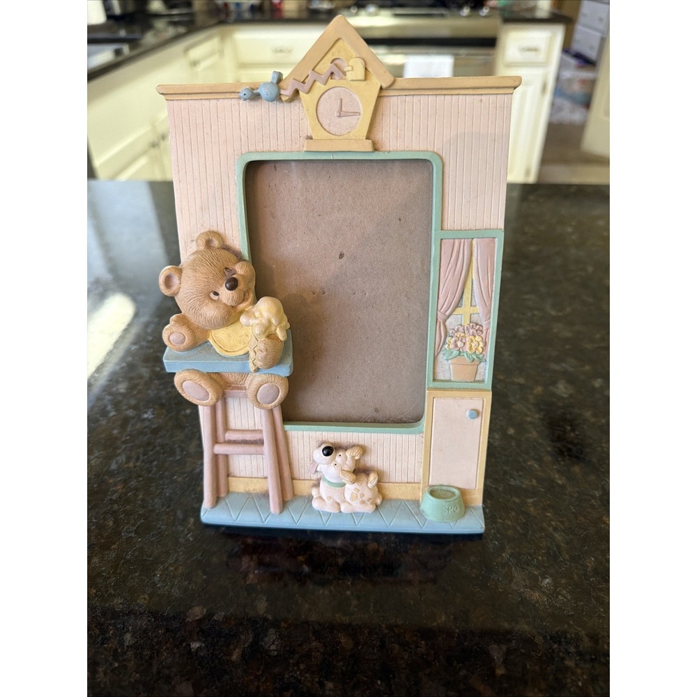 Vintage 1992 Burnes Of Boston Picture Frame 4x6 Teddy Bear Nursery‎ Baby Puppy